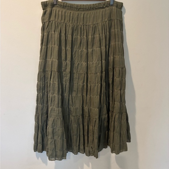 Max Studio Olive Green Tiered Maxi Skirt - Picture 4 of 6